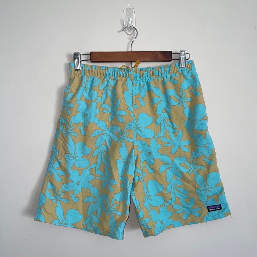 Patagonia Youth XXL Green Blue Floral Pattern Board Shorts (0083)